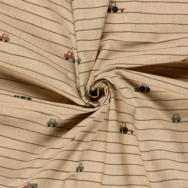 Linen Look fabric Beige digital printed 