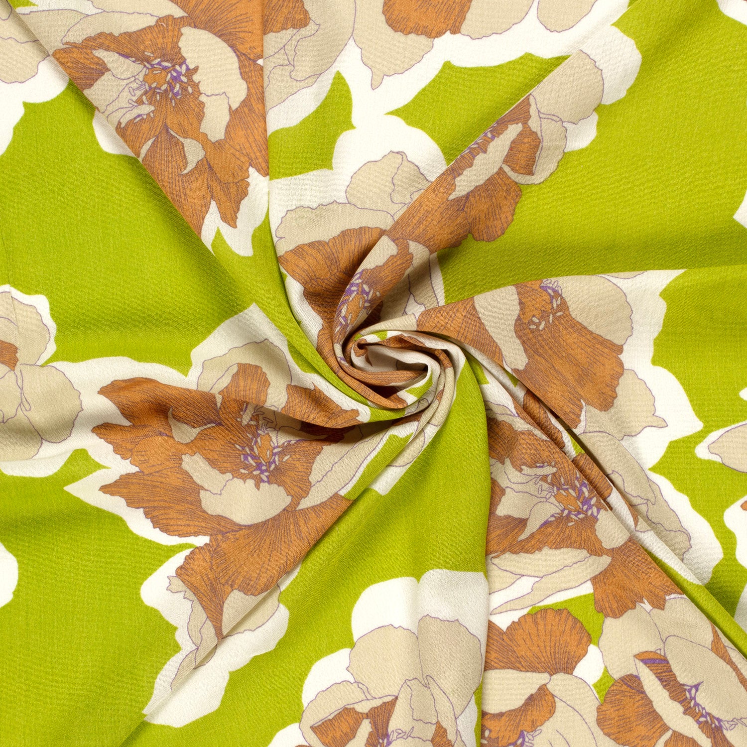 Borken Crepe fabric Flowers Lime Green | Wholesale fabrics