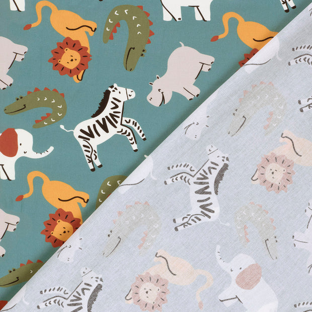 Cotton Poplin fabric Elephants printed 