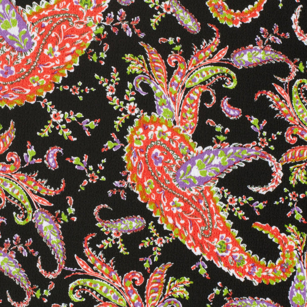 Polyester Bubble fabrik Paisley Schwarz