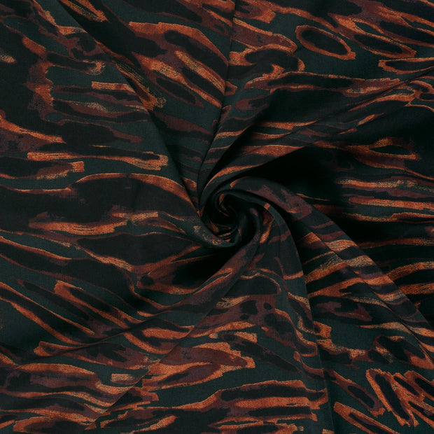 Viscose Satin tissu Bleu acier imprimé 
