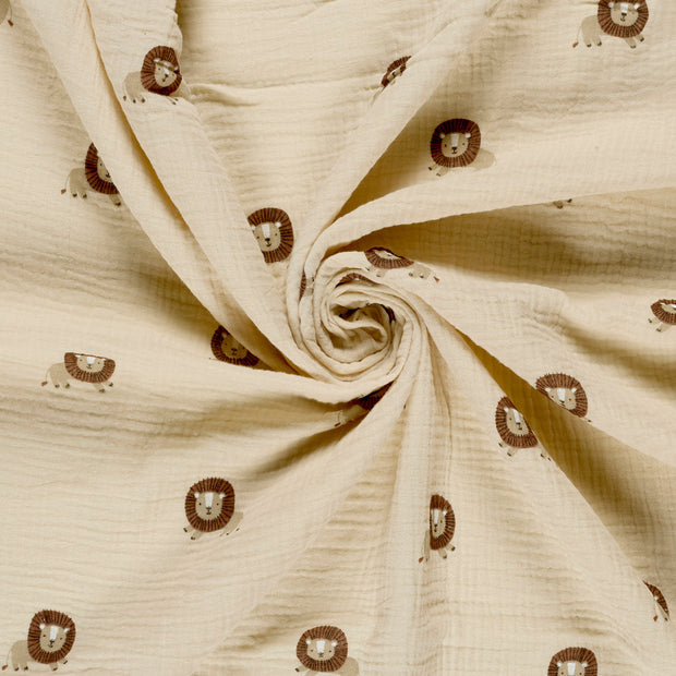 Musselin fabrik Beige bedruckt 