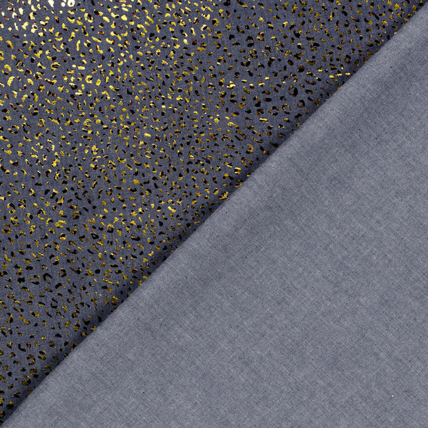 Denim stof Luipaarden foliedruk 