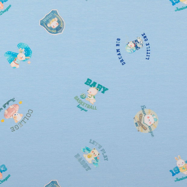 Jersey fabric Animals Sky Blue