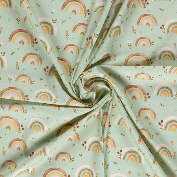 Cotton Poplin fabric Mint digital printed 