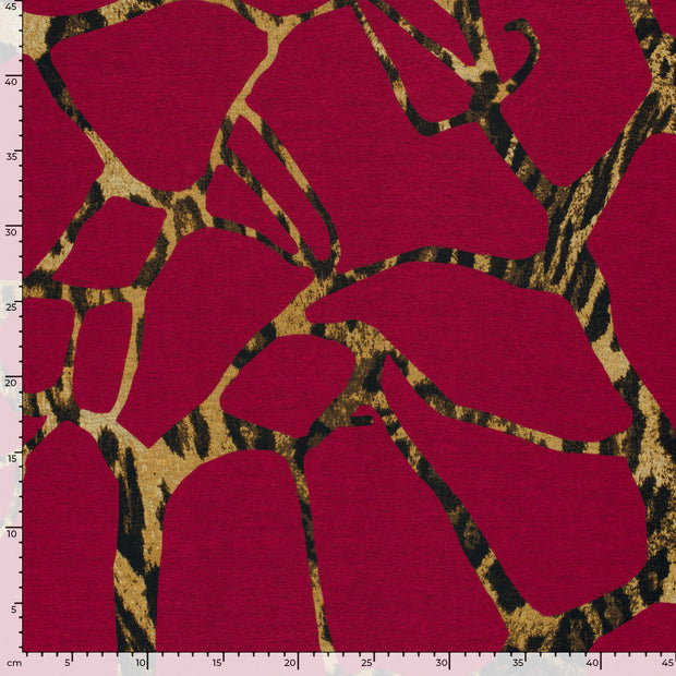 Poly Viscose Tricot tissu Abstrait Rouge Bordeaux