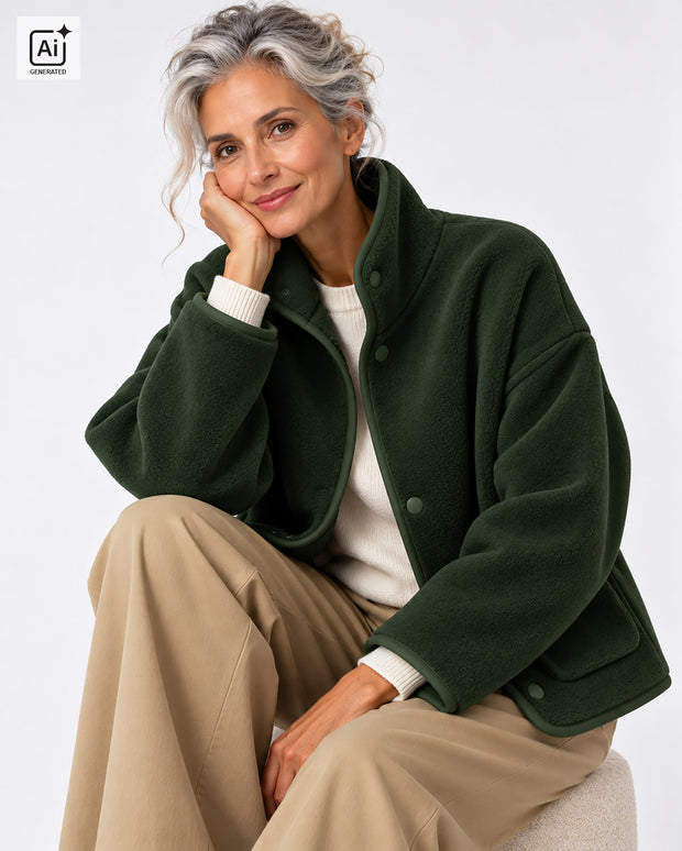 Fleece stof Melange Donker groen