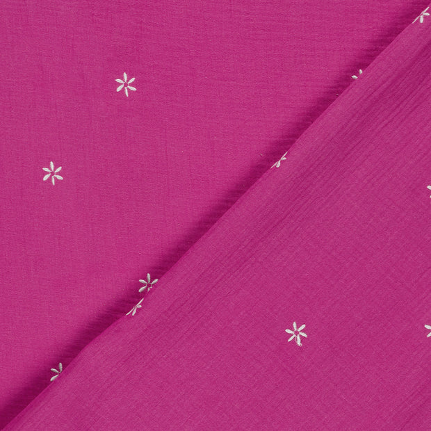 Muslin fabric Flowers embroidered 