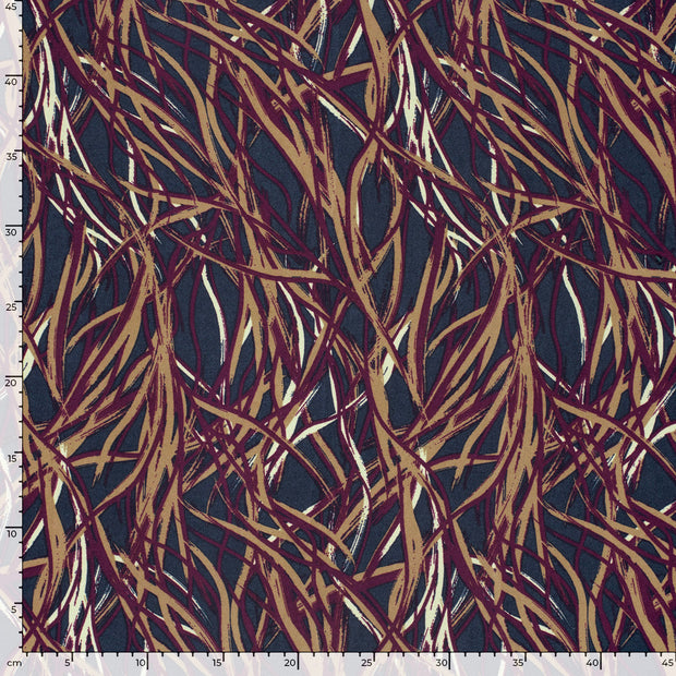 Woven Cotton Linen fabric Abstract Navy