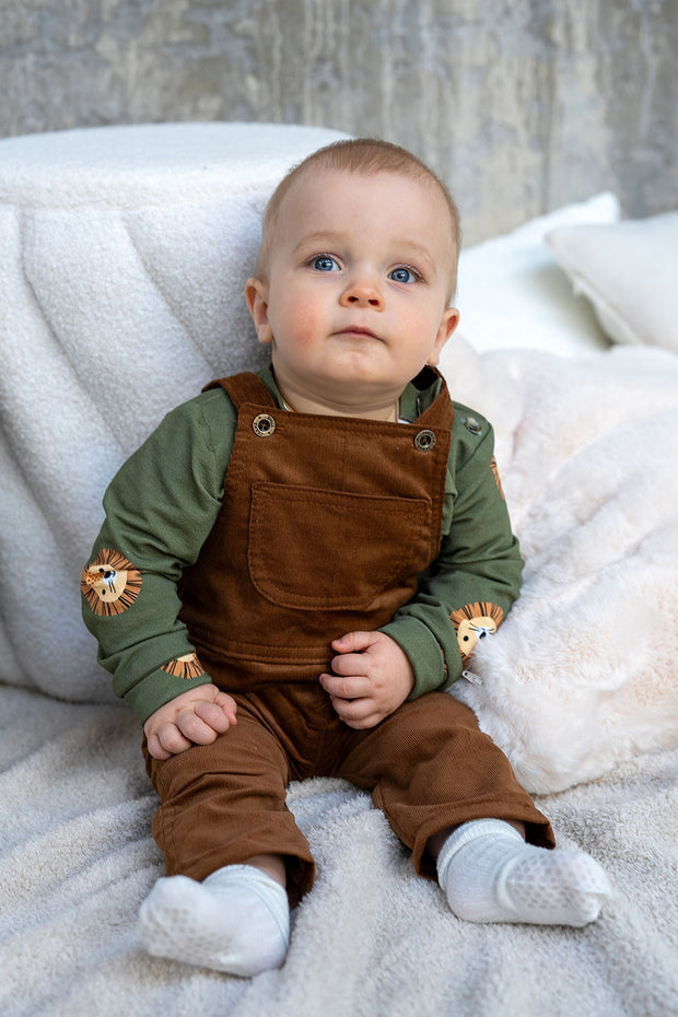 French Terry fabrik Löwen Khaki-Grün