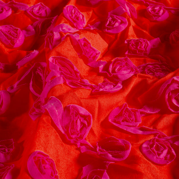 Voile fabric Flowers Red