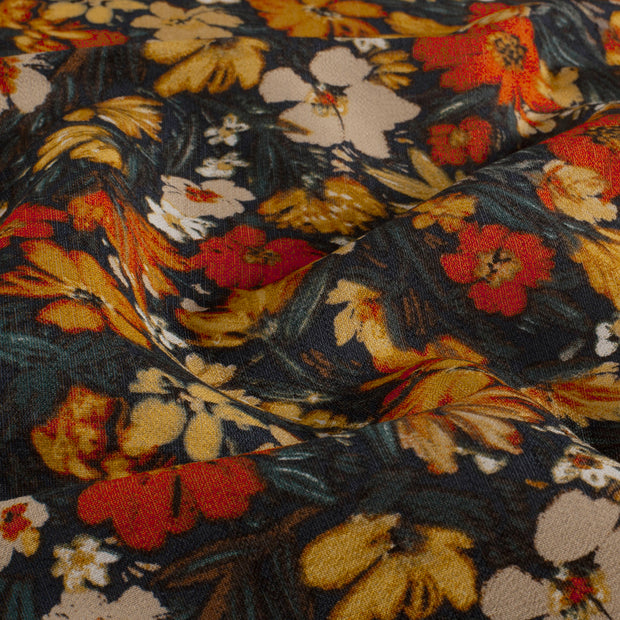 Viscose Nylon Ottoman tela Flores Ladrillo