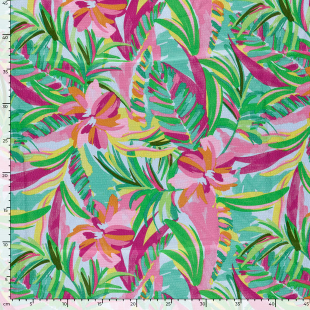 Polyester Bubble fabrik Blumen Hellblau