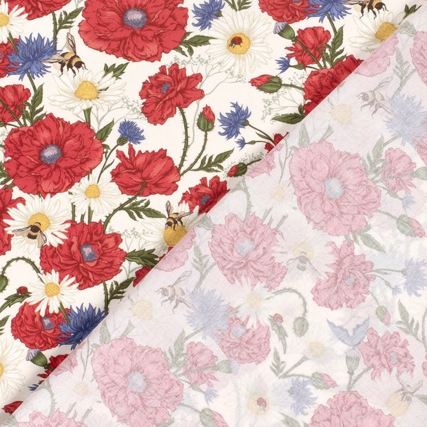 Katoen Poplin stof Bloemen digitaal bedrukt 