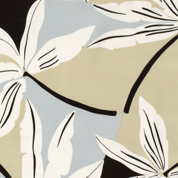 Cotton Satin fabric Flowers Black