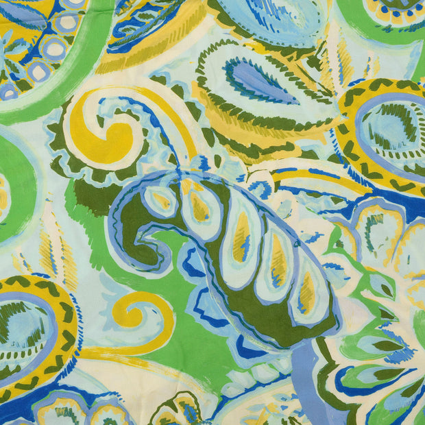 Viscose Poplin fabrik Paisley Olivgrün