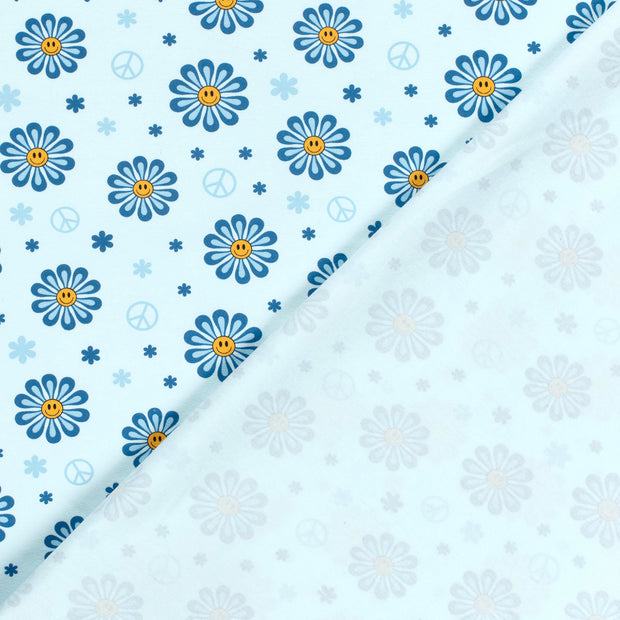 Katoen Jersey stof Bloemen bedrukt 
