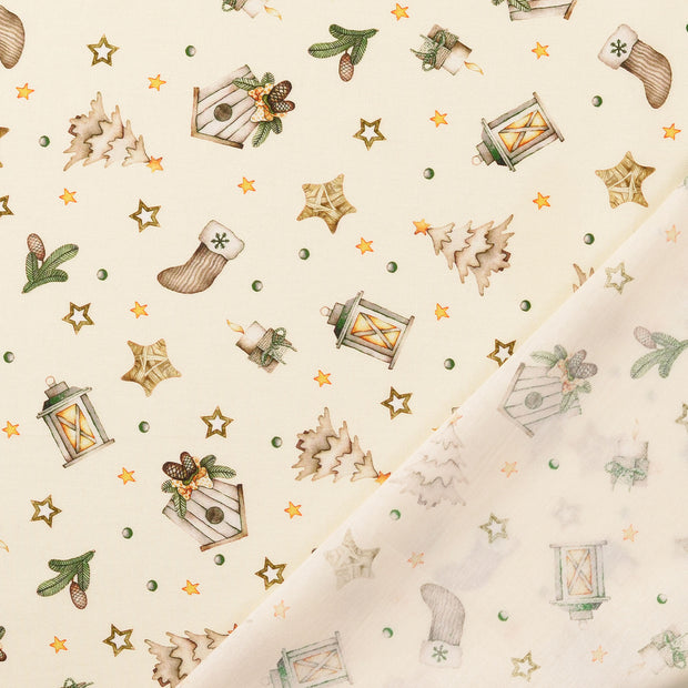 Katoen Poplin stof Nude 