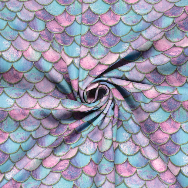 Softshell fabric Baby Blue digital printed 