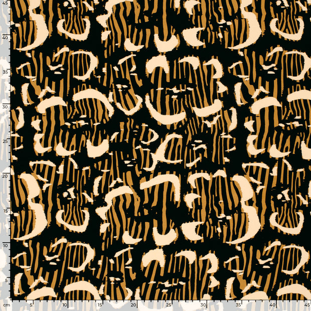 Viscose Poplin stof Abstract Zwart