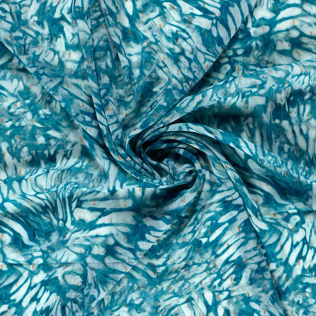 Chiffon stof Donker mint digitaal bedrukt 