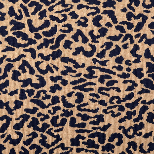 Heavy Knit fabric Leopards Navy