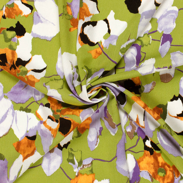 Borken Crepe fabric Lime Green printed 