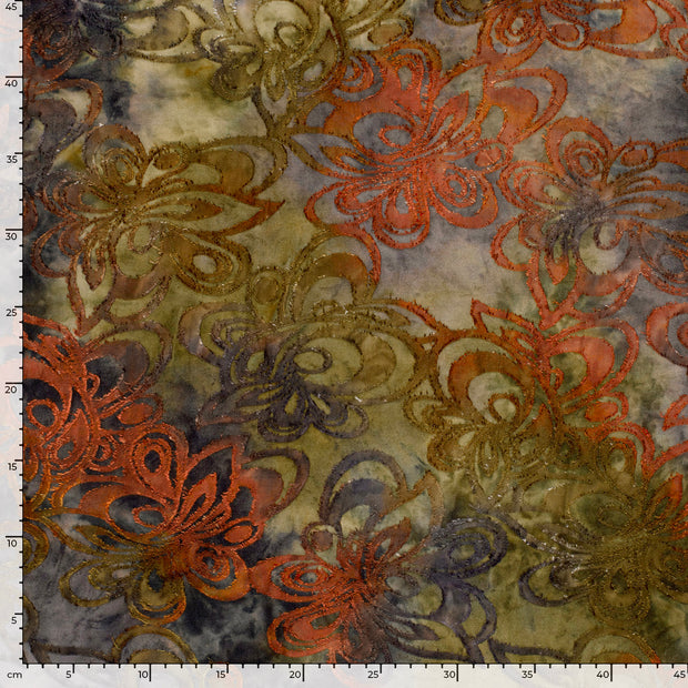Dévoré Jacquard tissu fleurs Vert kaki