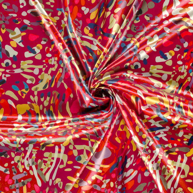 Satin fabric Bordeaux printed 