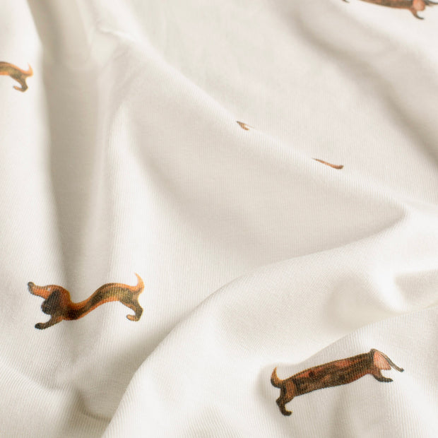 Cotton Jersey GOTS organic fabric Dogs Off White
