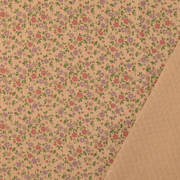 Katoen Poplin stof Beige bedrukt 