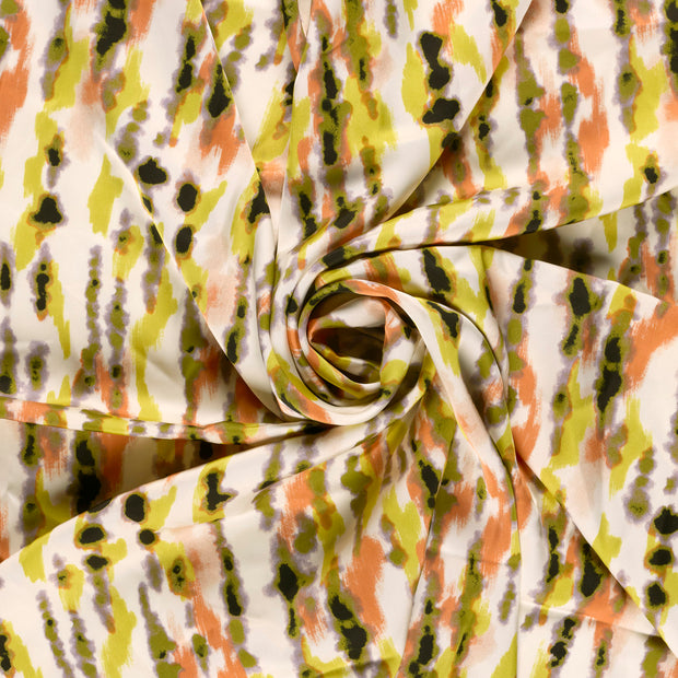Satin Duchesse fabric Yellow printed 