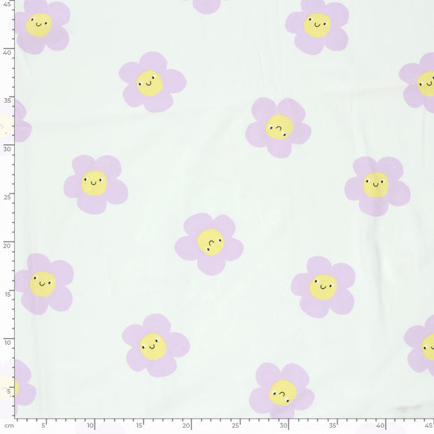 Jersey fabric Flowers Off White