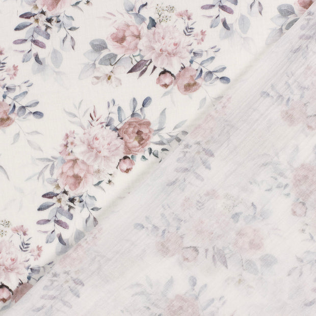 Mousseline stof Bloemen digitaal bedrukt 