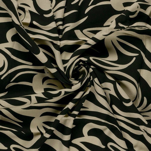Viscosa Twill tela Negro estampado 
