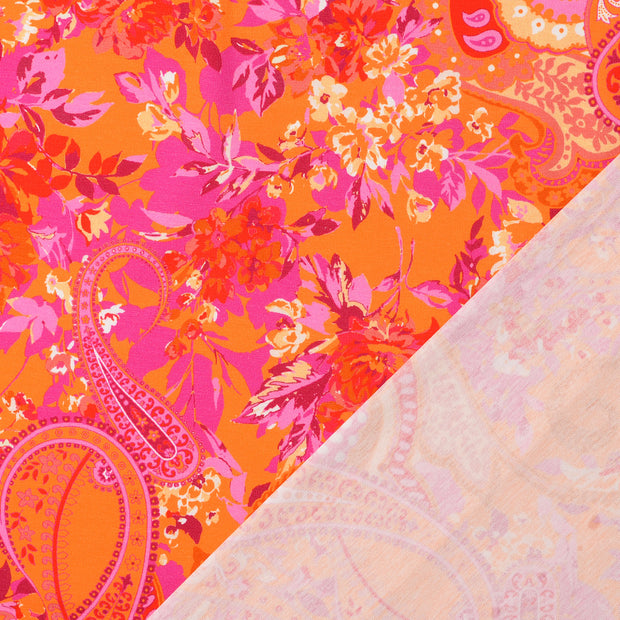 Jersey fabric Paisley Orange