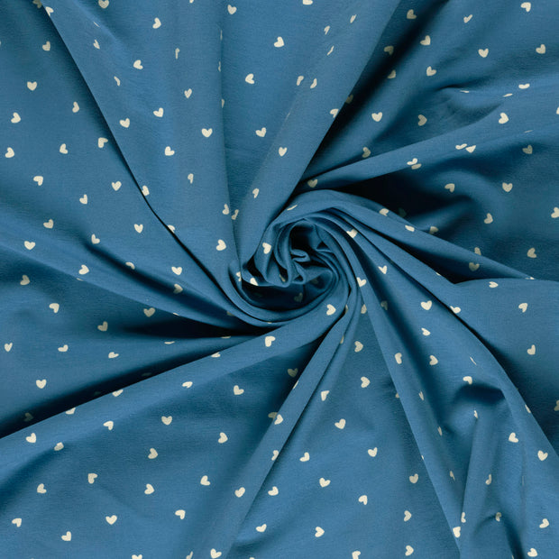 French Terry geraut fabrik Indigoblau bedruckt 