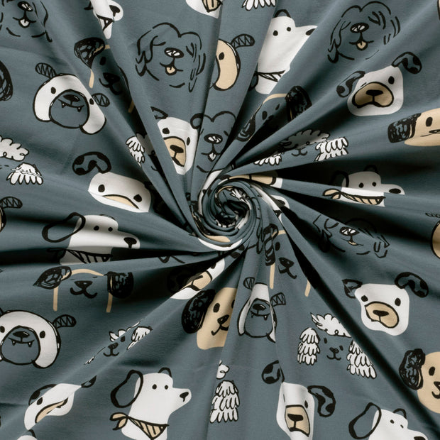 Jersey fabric Steel Blue printed 