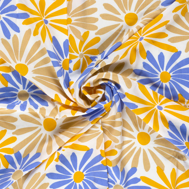 Bamboo Poplin fabric Yellow printed 