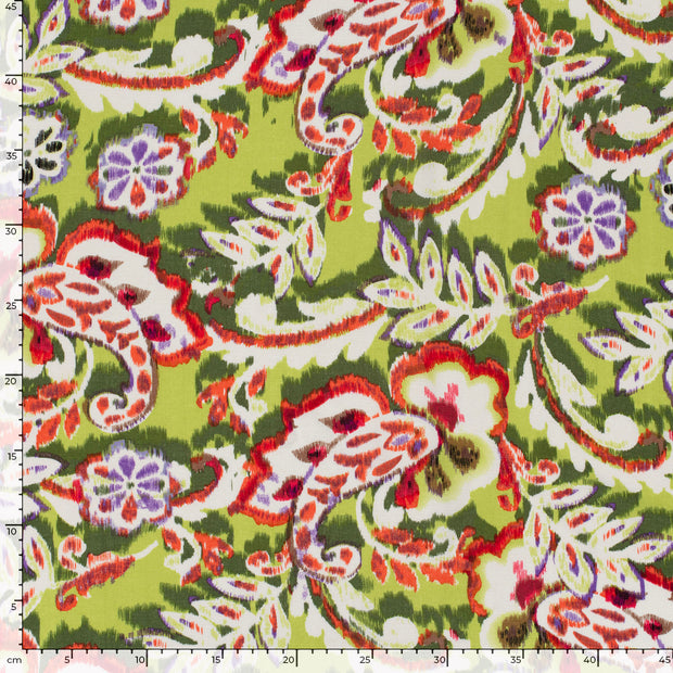 Polyester Bubble stof Bloemen Limoen Groen