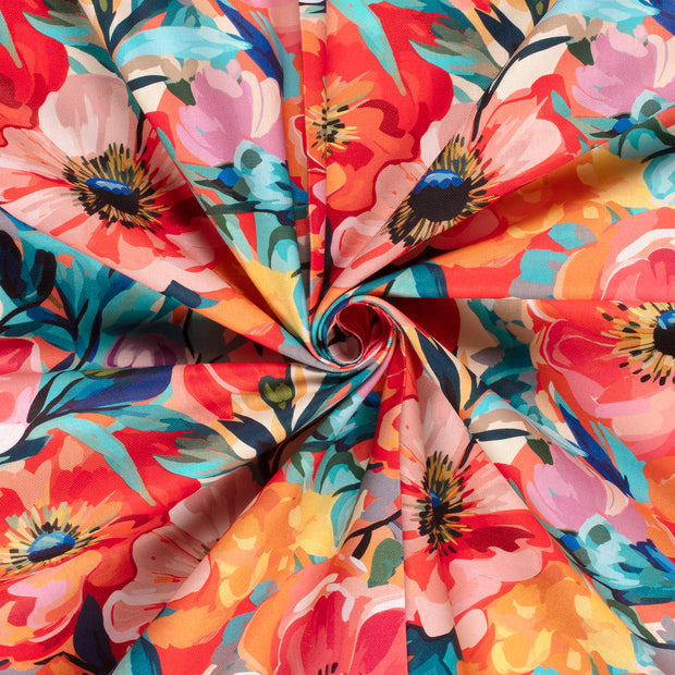 Panama fabric Fuchsia digital printed 