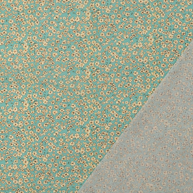 Voile fabric Turquoise digital printed 
