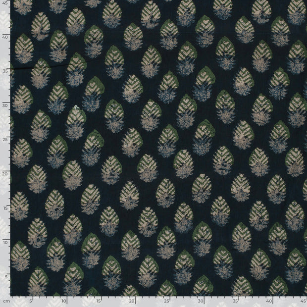 Voile fabrik Paisley Indigoblau