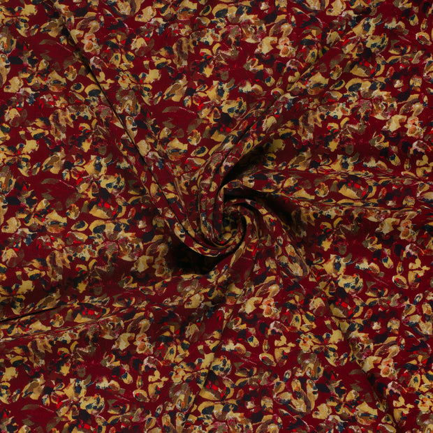 Viscosa Poplin tela Burdeos estampado 