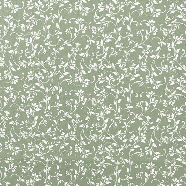 Katoen Poplin stof Bloemen Olijf Groen