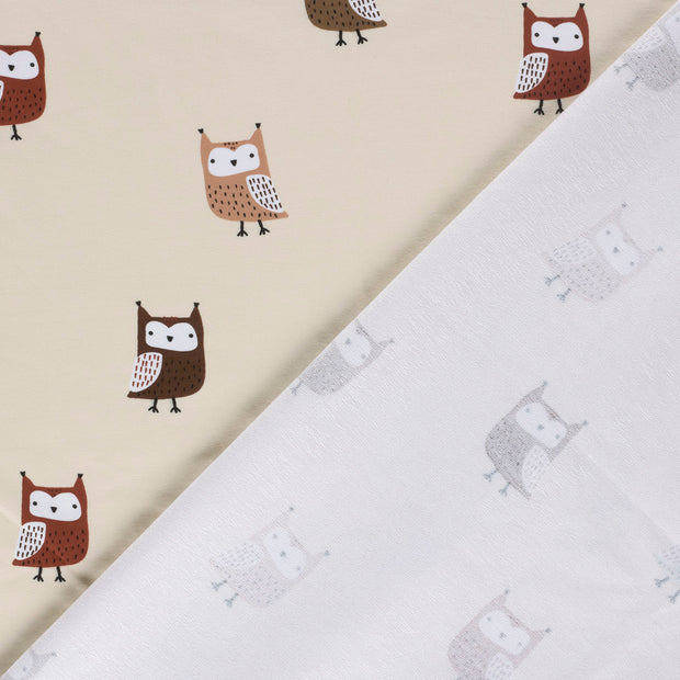 French Terry fabric Owls printed 