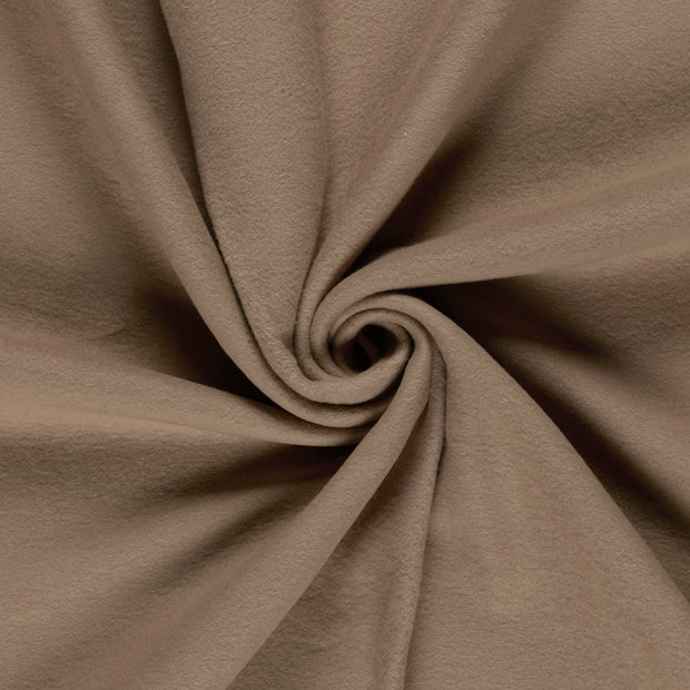 Polaire de Coton tissu Marron taupe brossé 