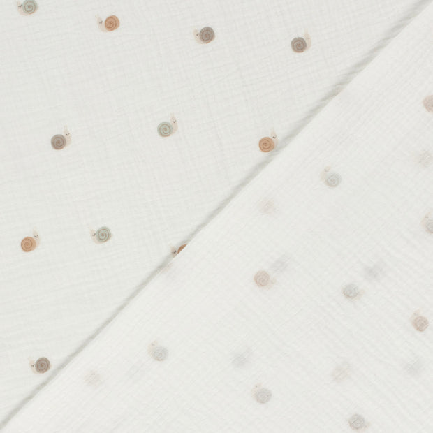 Muslin fabric Snails dyed and printed 