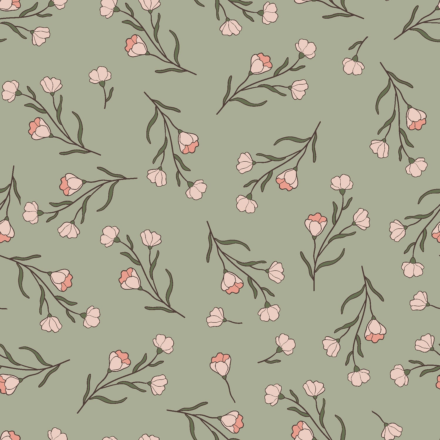 Baumwolle Jersey Stoff Blumen Olivgrün Stoff Großhandel