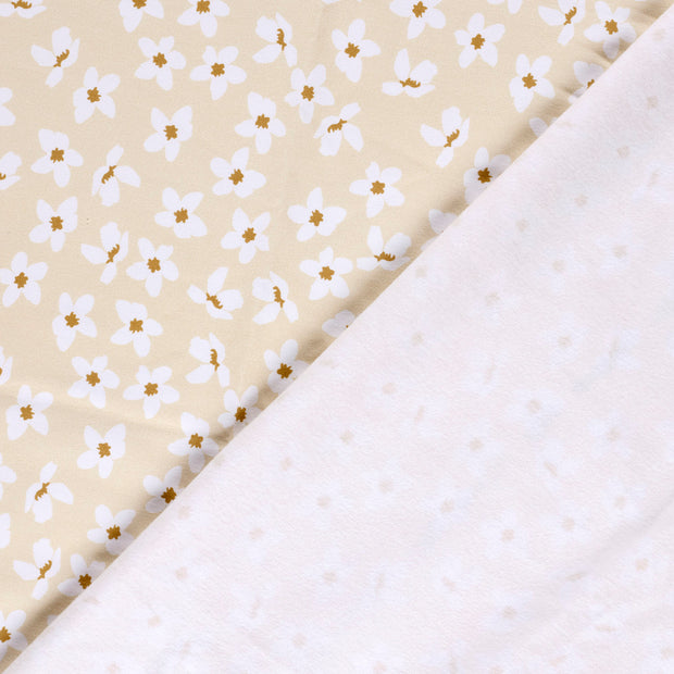 French Terry fabric Flowers Beige